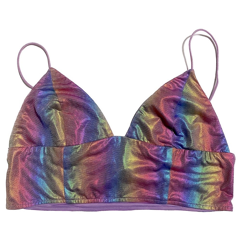 FOREVER 21 Metallic Rainbow Iridescent Crop Top Bralette